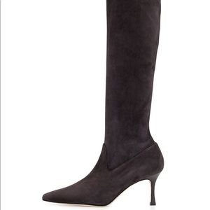 Manolo blahnik black PASCALARE suede boots EU38.5